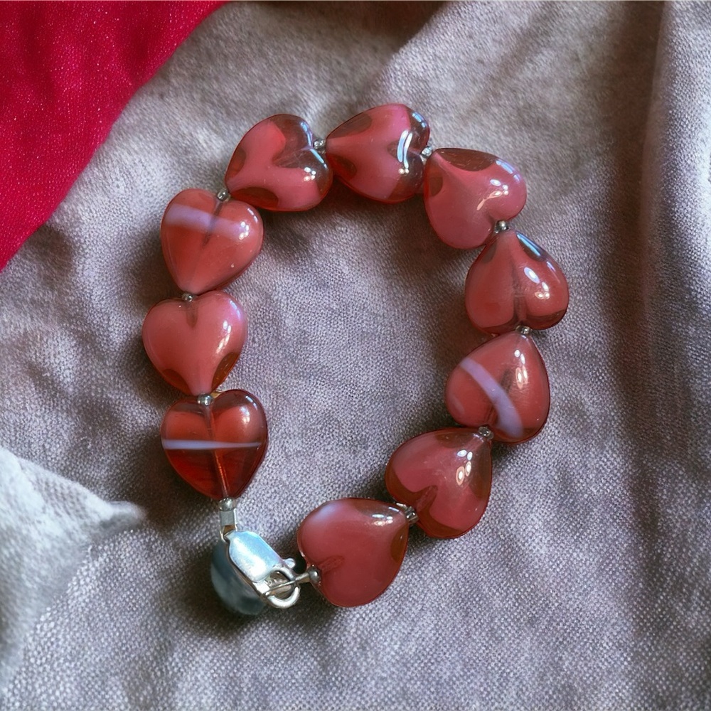 Red Heart Beaded Bracelet